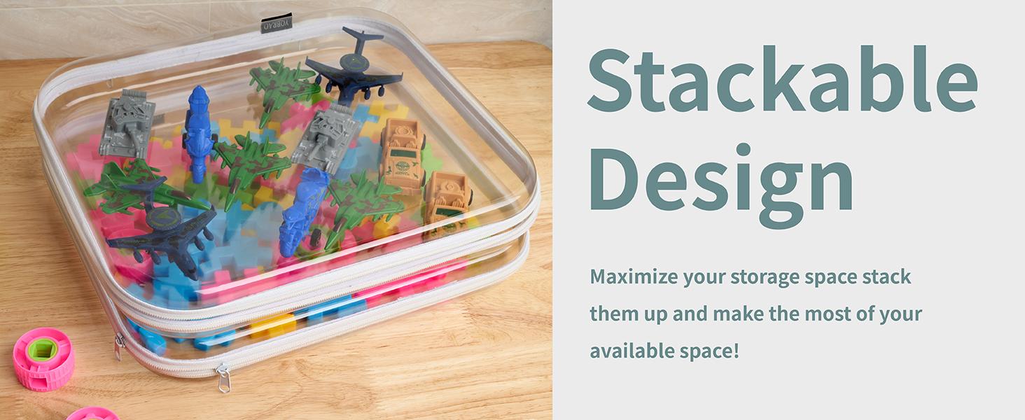 3 Pack Clear Hard Shell Zipper Case - Clear Waterproof Cosmetic Bag with Zipper, Kid's Toy Storage Organizer Bins, Charging Cables, creative journaling, painting brushes, Threads,Sketch Supplies