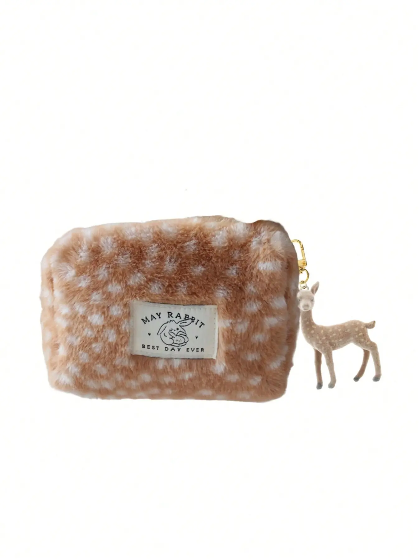 Leopard Deer Coin Purse & Cosmetic Toiletry Organizer with Deer Charm, Small Storage Pouch for Coins Cash Earphones, Gift for Friends Family Teachers, Birthday Christmas Thanksgiving New Year Present