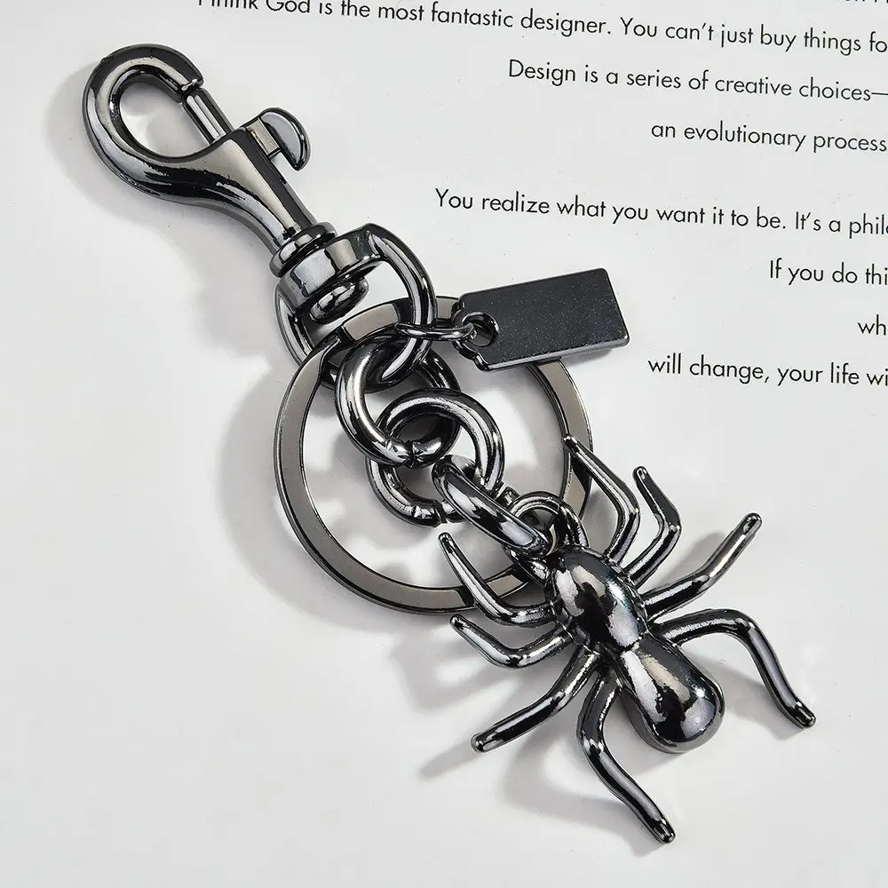3D Realistic Spider Keychain, Customizable Blank Tag, Car Key Pendant, Halloween Subculture Street Creative Gift, Polished Finish