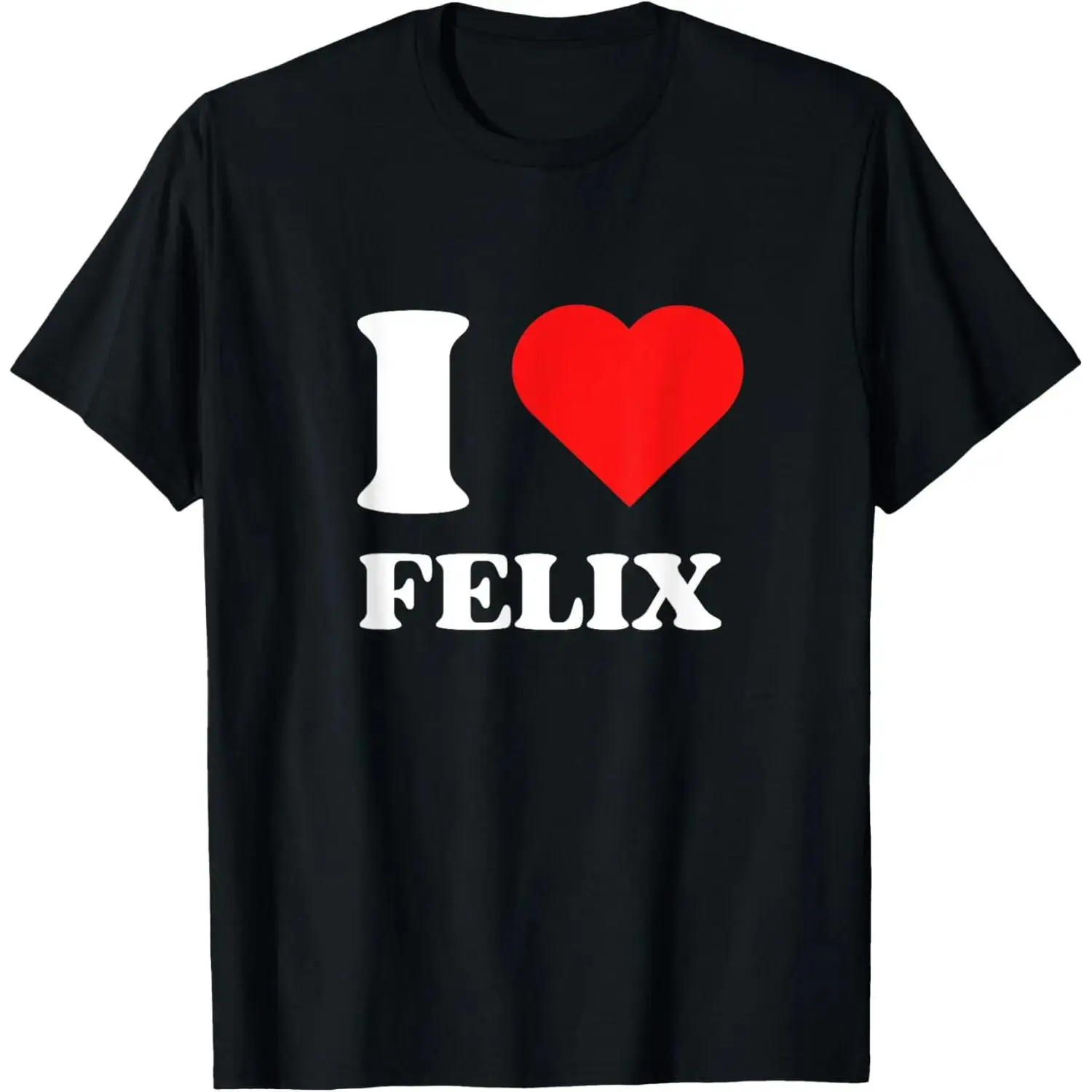 Casual Graphic T-Shirt with 'I Heart Felix' Y2k Print, Short Sleeve Top in Lightweight Fabric, Gift for Men & Women