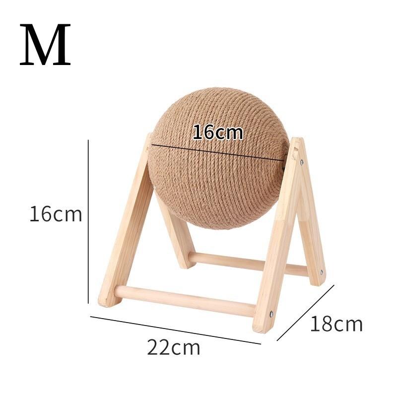 Vertical Cat Scratcher with Ball - 2-in-1 Solid Wood Sisal Post & Interactive Hanging Toy, Space-Saving Furniture Friendly Cat Enrichment