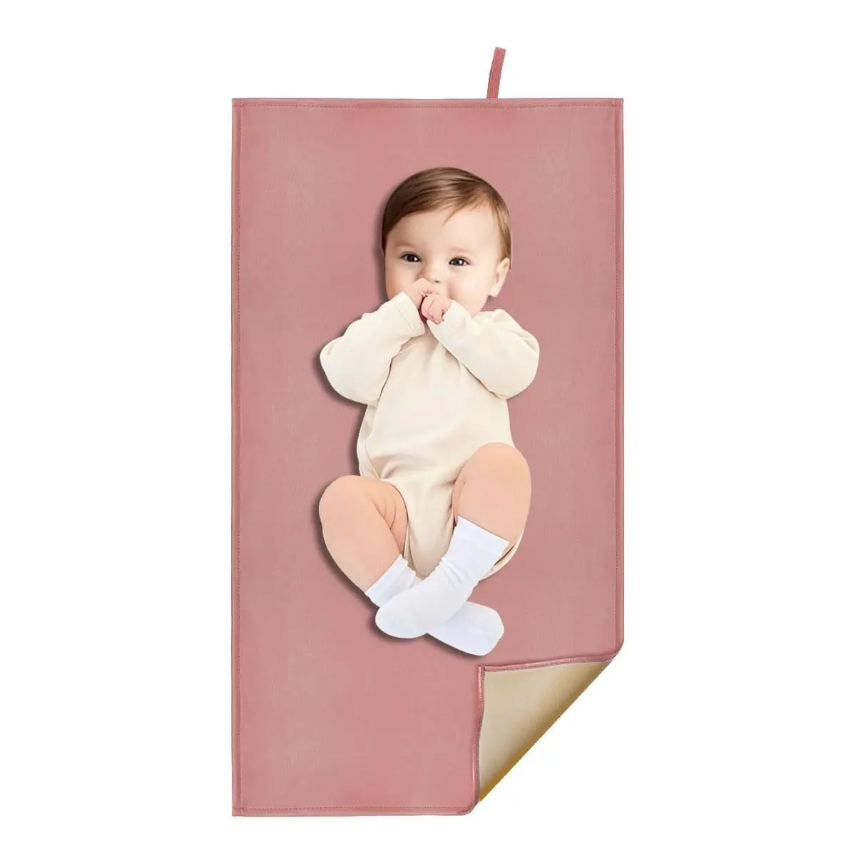 Wipeable Baby Changing Pad, Diaper Changing Mat, Dusty Pink