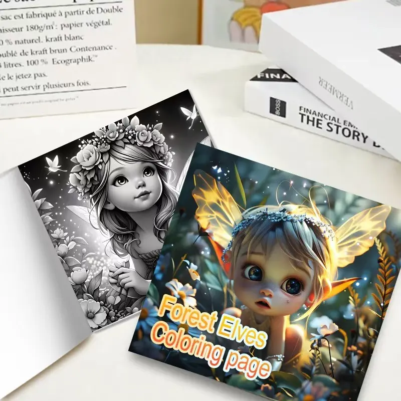 Forest Fairy Coloring Book for Adults and Kids, Magic Forest Elf Fantasy Coloring Pages, Stress Relief Art Activity Book, Cute Gift for Teens and Adults