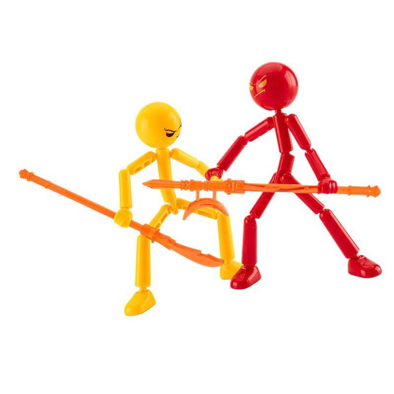 2PCS Novelty Action Figure Stickman Assembled Robot Movable 3d Printing Mannequin Multi-jointed Stickman Toy