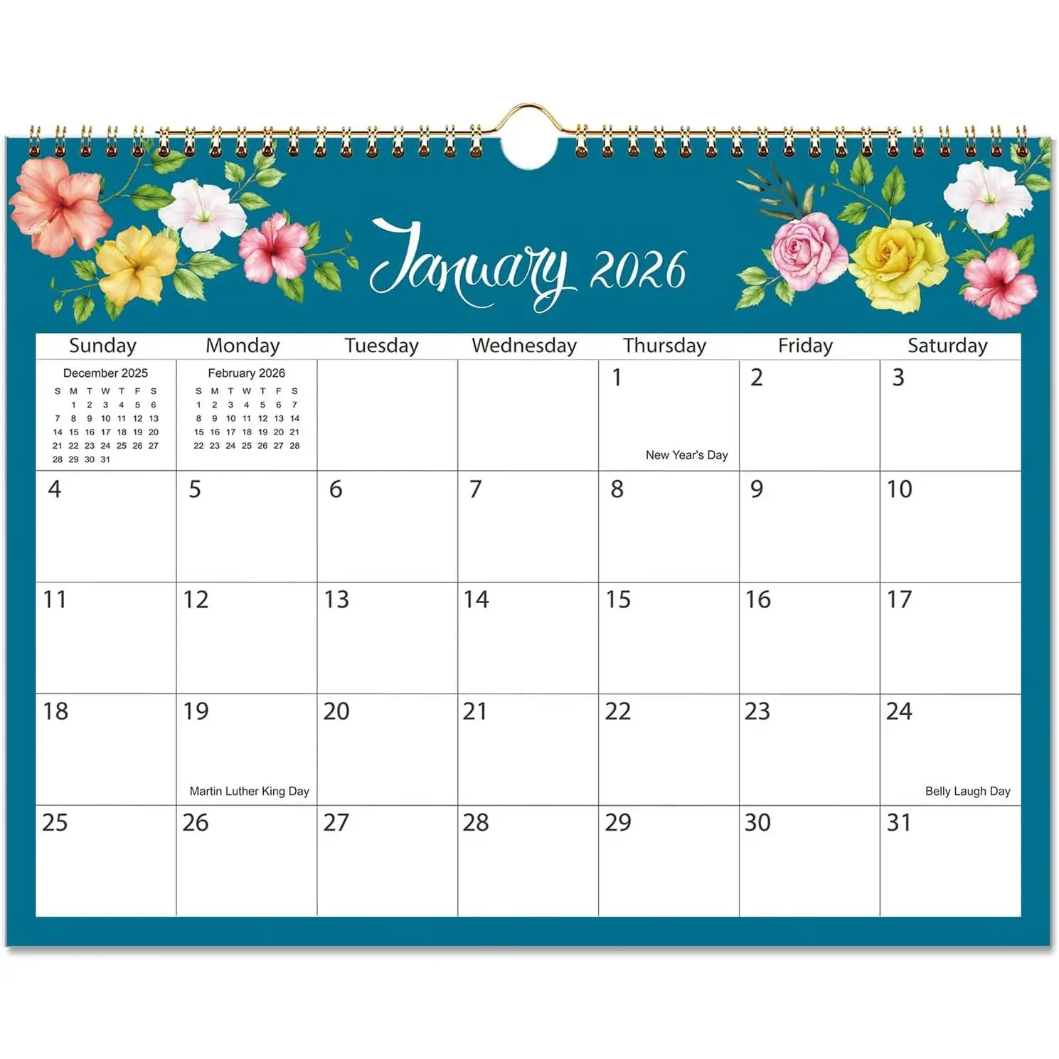 2026 Wall Calendar - 2026-2027 Wall Calendar Runs from January 2026 - June 2027, 14.5" x 11.5", 18-Month Flower Calendar, -Wire Binding +  Hook + Thick Paper