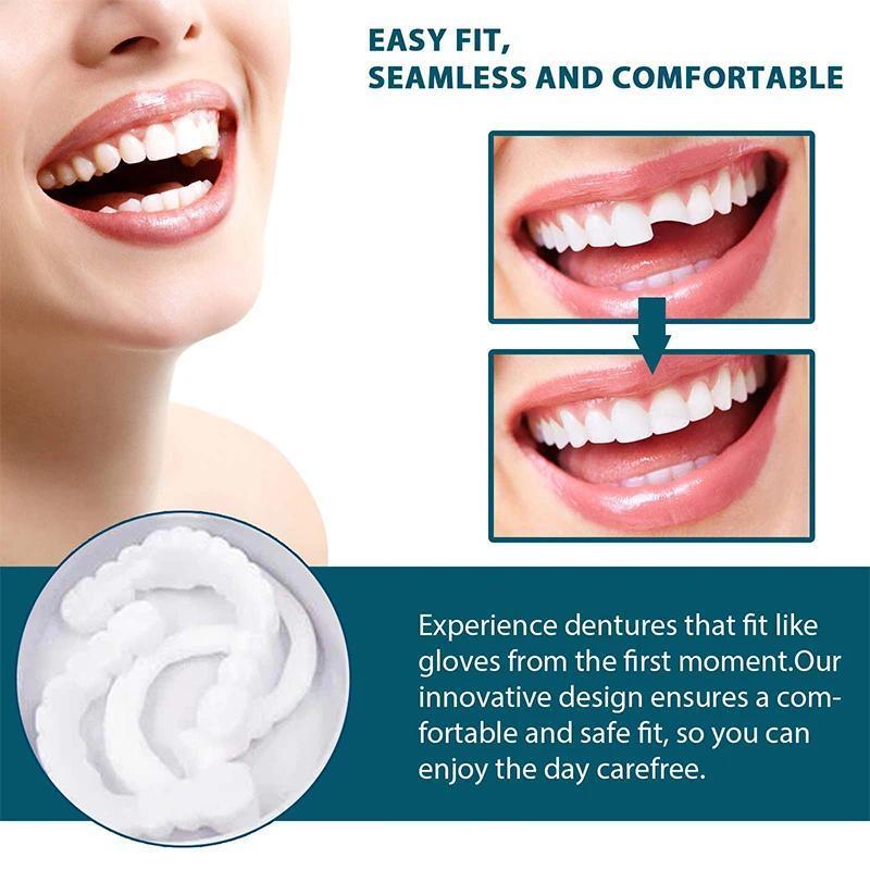 Adjustable Denture Teeth Set Perfect Fit Teeth Whitening Snap On Silicone Portable Denture Braces Decorate Gaps Smile Veneers