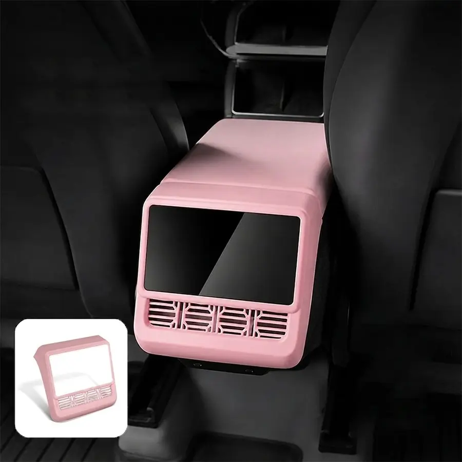 Pink - Soft Skin-friendly Material Rear Screen Vent Protector Frame for Tesla Custom-fit Easy Snap-on Install Shields Vents From Dust Debris & Spills Model Y Juniper & Model 3 Highland Keeps Rear Screen Airflow Clear & Interior Clean