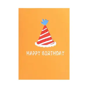 Kids 3D Pop-Up Birthday Greeting Card Children's Day Greeting Card Cute Black Cat Design with Colorful Confetti & Party Hat Handmade Laser-Cut Card with Envelope Ideal for Kids’ Birthdays