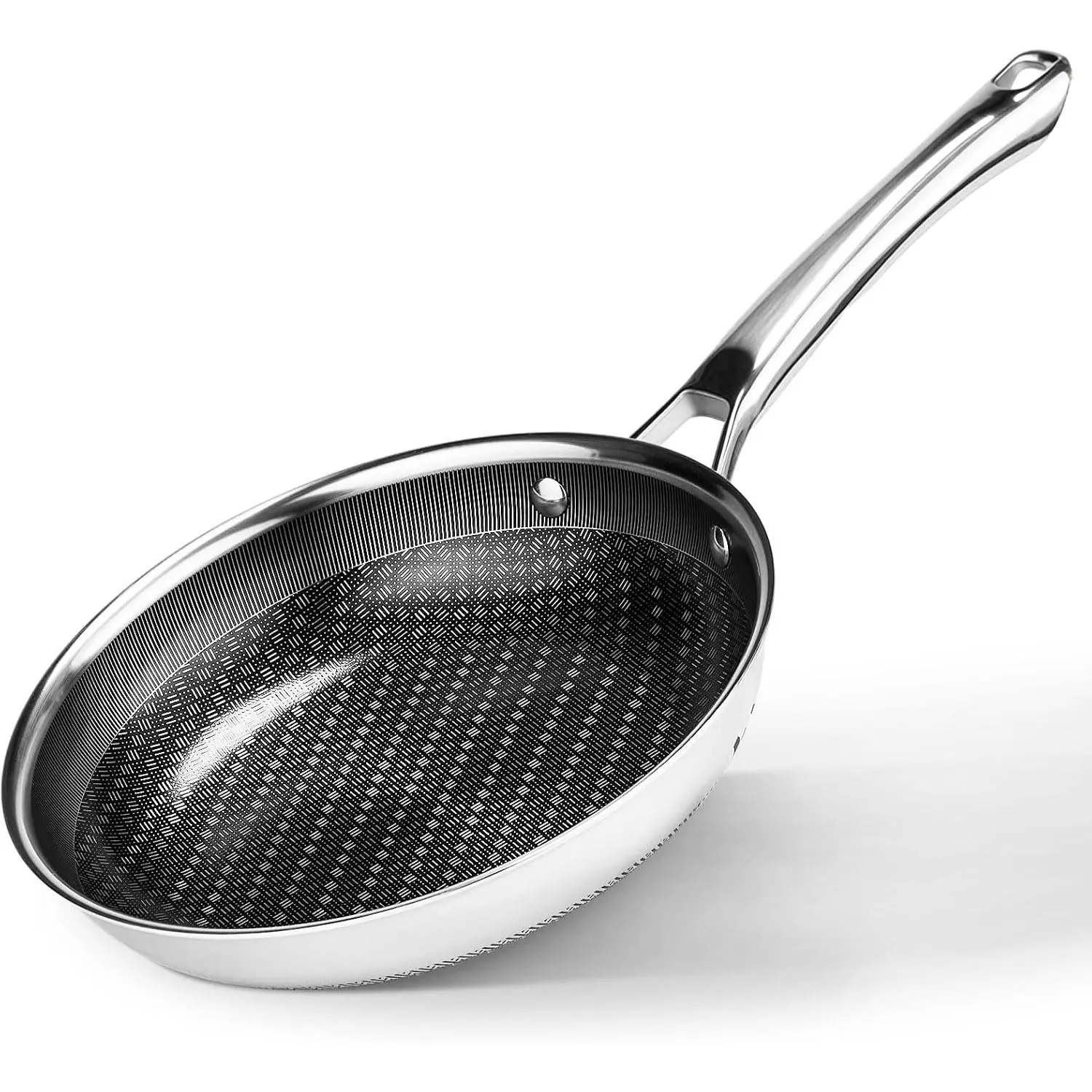 Karlhome 10'' Non-stick Frying Pan, Tri-Ply Stainless Steel Skillet, Powerful Searing, Durable Nonstick, Non-Toxic Chef's Pan, PFOA & PTFE Free, Compatible for All Cooktops