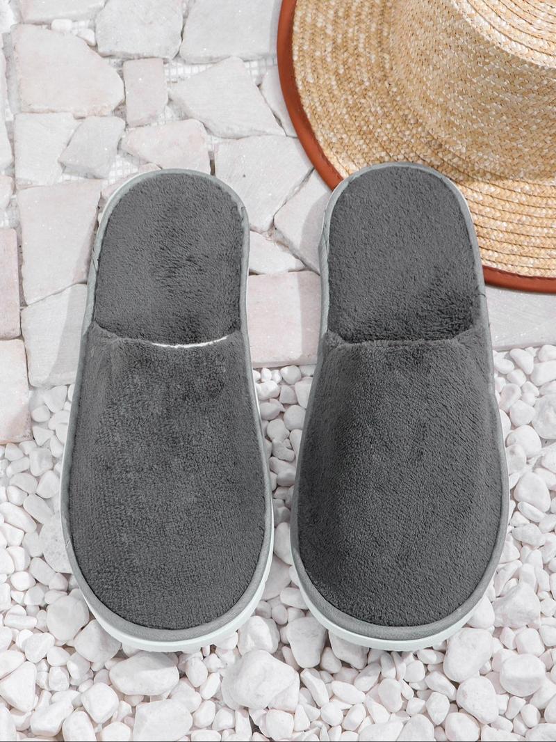 Women's Solid Color Thick Plush Slippers, Casual Soft Comfortable Home Slippers, Hotel Slippers, Non-Disposable, Machine Washable & Dry Cleanable, Non-slip Slippers for All Seasons