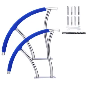 30"x30" Heavy Duty Pool Handrail, Stainless Steel Swimming Pool Rail with Blue Non-Slip Cover, Rustproof Pool Grab Rail, 380 Lbs Load Capacity, Easy Installation