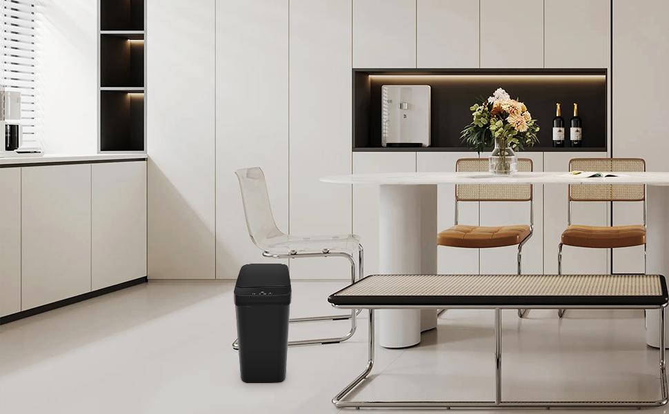 Bathroom Trash can,Smart Touchless Trash Can,Automatic Motion Sensor Trash Bin With Lid,2.4 Gallon Garbage Can, Kitchen, Bathroom, Office, Bedroom Trash can (Black)