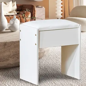 Dressing Table Stool Vintage Soft Cushioned Seat Makeup Bench Piano Chair White