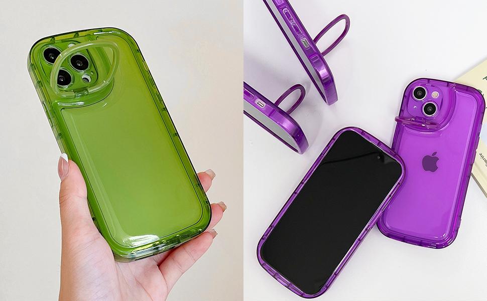 Compatible with iPhone 14 Pro Case with Clear Kickstand Creative Protective Design Case with Camera Holder for TPU Slim Shockproof Cool Phone Case for iPhone 14 Pro-Black