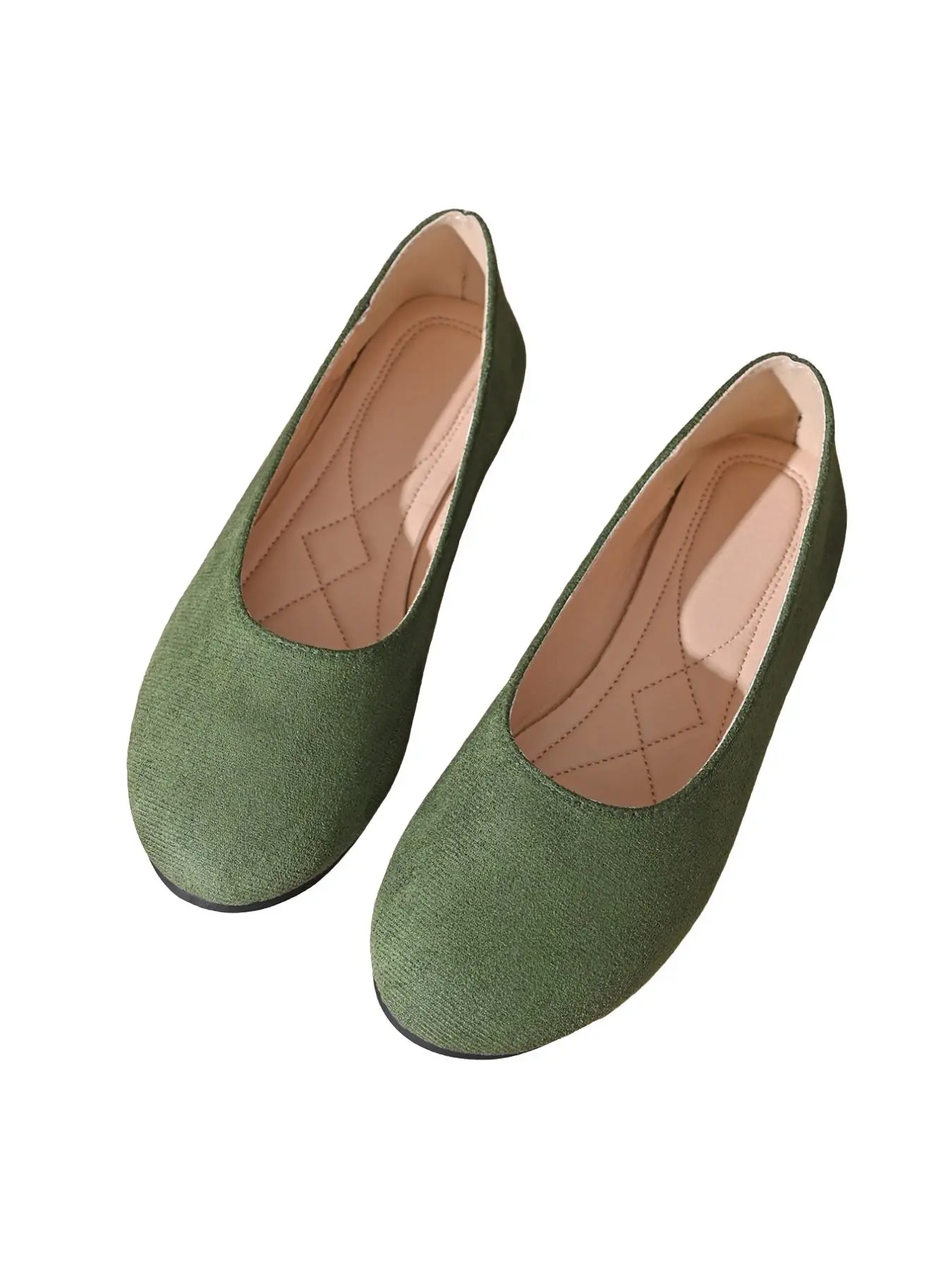 Lightweight Soft Sole Round Toe Grandma Shoes for Women, Multi-Color Solid Low Heel Casual Flat Shoes, Suede Flats, Perfect for Outing and Shopping