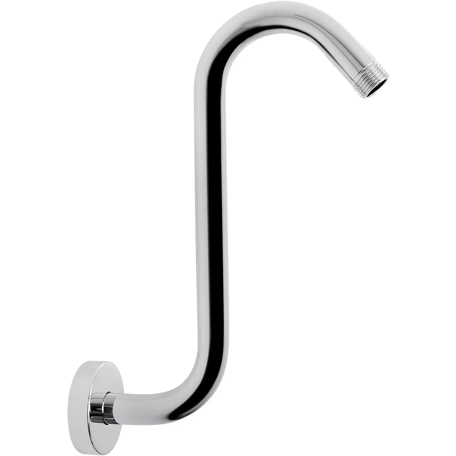 S Shaped Shower  Riser Arm, Shower Extender Arm with Flange, Standard 1/2" Connection- Bathroom Accessory (10 Inch, Chrome)