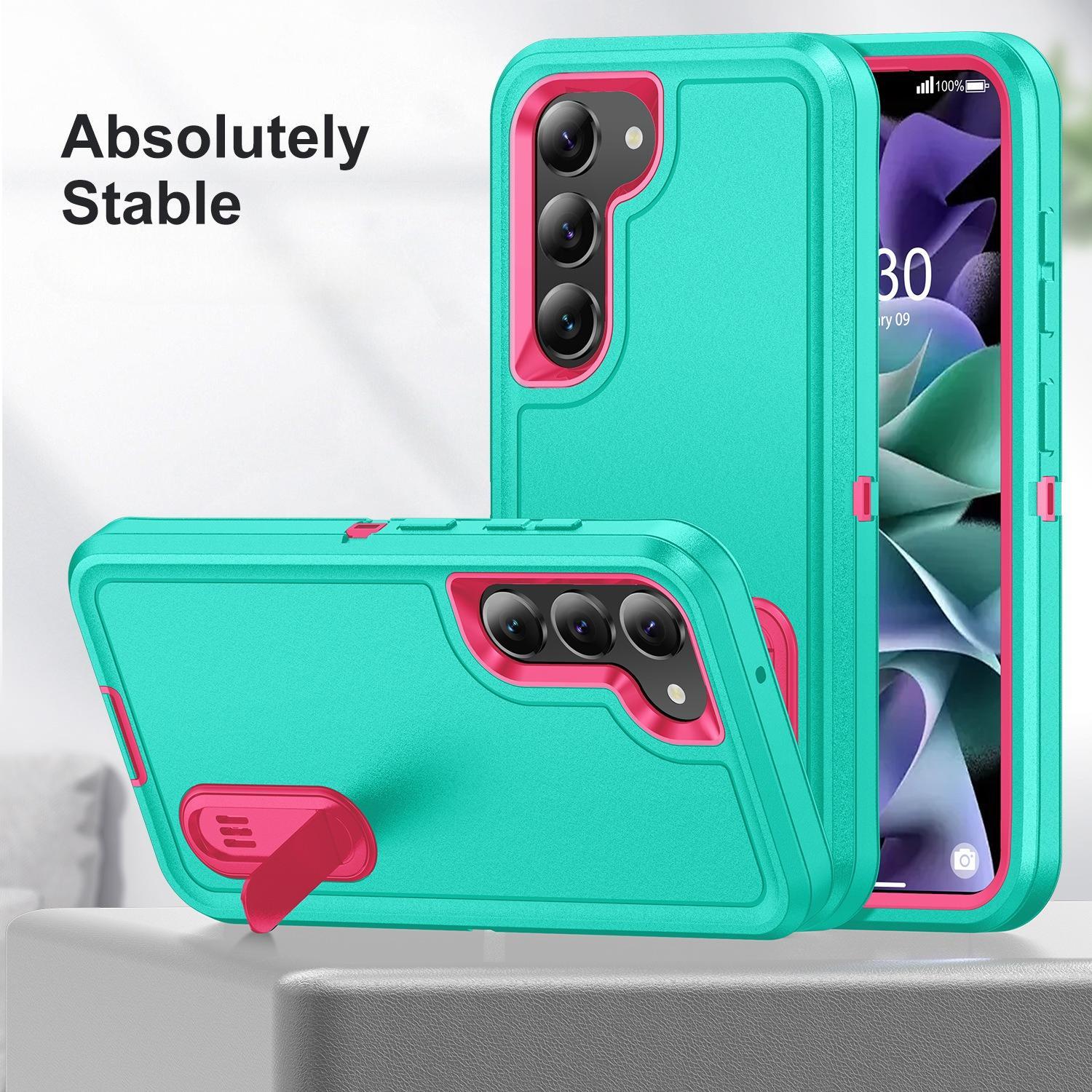 Protective Phone Case with Built-in Kickstand for Samsung Galaxy S24 Ultra 5G, Heavy Duty Rugged Shockproof Defender Cover