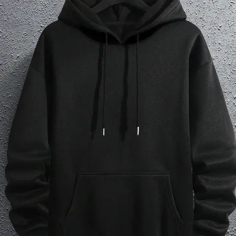 Men's "I'M OK" Letter Print Drop Shoulder Drawstring Hoodie, Street Fashion Regular Fit Pocket Hooded Sweatshirt for Daily Outdoor Wear, Men's Clothes for Spring, Drawstring Hooded Top