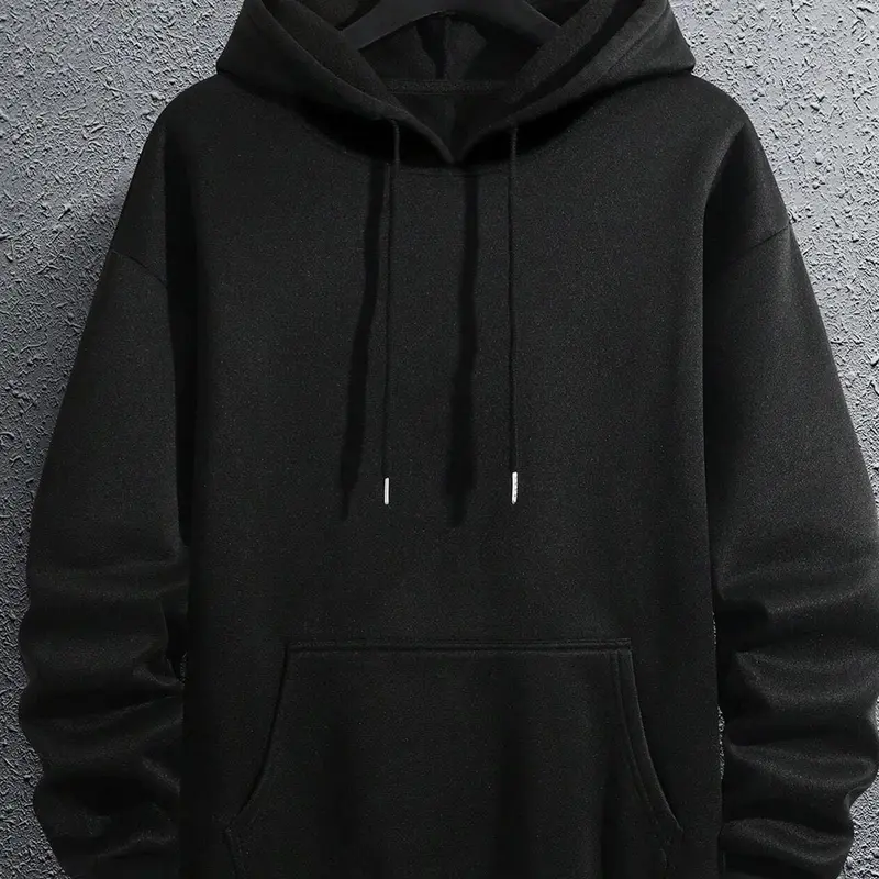 Men's "I'M OK" Letter Print Drop Shoulder Drawstring Hoodie, Street Fashion Regular Fit Pocket Hooded Sweatshirt for Daily Outdoor Wear, Men's Clothes for Spring, Drawstring Hooded Top
