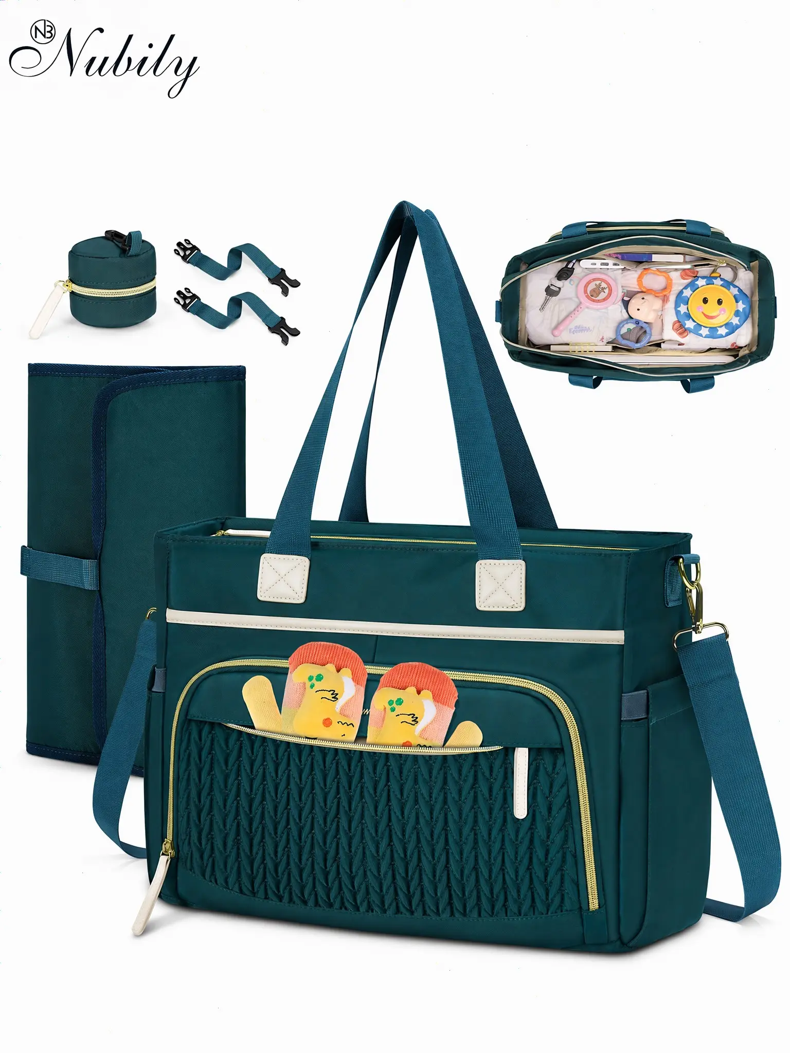 Large Diaper Bag Tote, Waterproof Multifunctional Baby Bag, Includes Pacifier Case & Changing Pad, Essential Diaper Bag for Parents