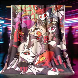 1pc 2026 New Large-Size Comic-Style Pet Character Print Blanket - Lightweight Linen Bedding, Sofa Throw for Indoor & Travel Use