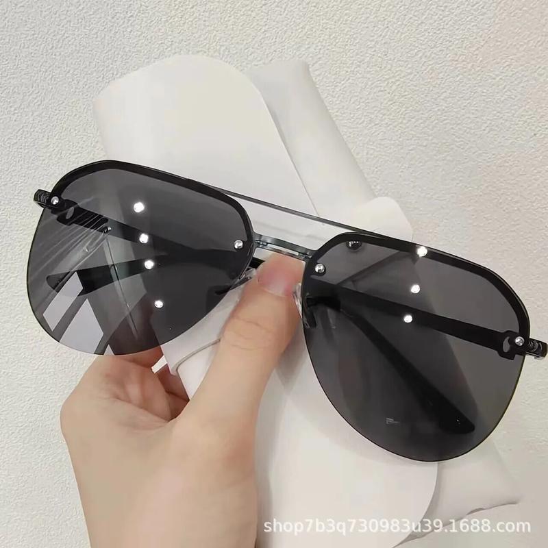 New Fashion Metal Half Frame Women's Outdoor Sunglasses Classic Double Beam Glasses New Fashion Metal Half Frame Women's Outdoor Sunglasses Classic Double Beam Glasses