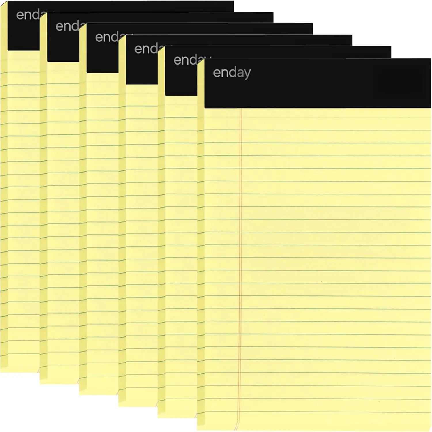 Yellow Legal Notepads 5x8, Pack of 6 - legal Ruled Writing Pad. Perforated . Canary Yellow, , Junior Size, 50 sheets per Pad. By Enday