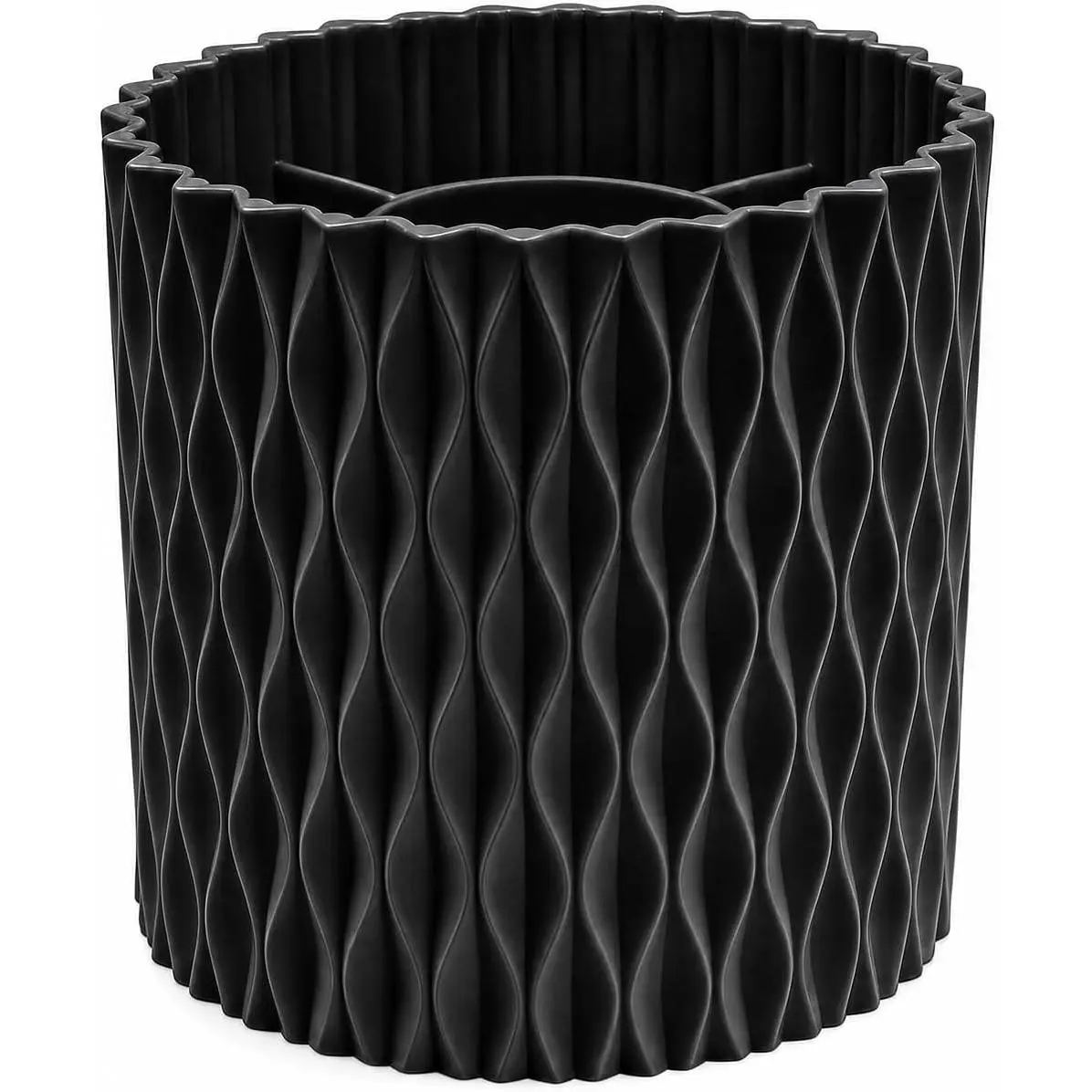360 Rotating Makeup Brush Holder, Black | 5 Compartment Organizer for  & Desk