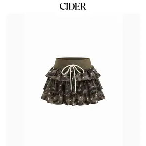 Cider Jersey Mid Rise Camo Drawstring Rara Mini Skirt