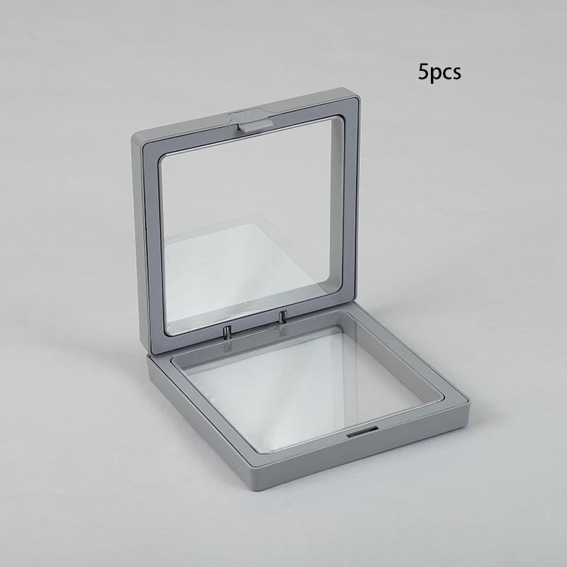 3D Floating Display Box, Dustproof Jewelry Packaging, Transparent Hanging Storage Box for Storing Necklaces, Bracelets, Rings, Coins, Earrings, and Pins, with Elastic Film, Gift Box for Retail and Personal Use.