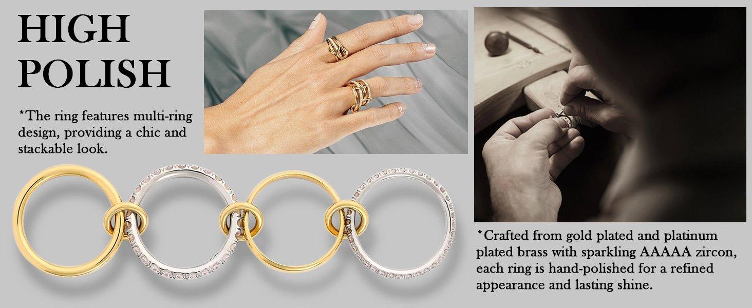 Gold Silver Stackable Rings for Women Non Tarnish 18K Gold Plated Interlocking Ring Stack Set Mixed Metals Statement Rings Dainty Cubic Zirconia CZ Trendy Fashion Chunky Connected Band Thumb Ring Size 4 5 6 7 8 9 10 11 Gold Silver Jewelry Gift for Wom Gold Silver Stackable Rings for Women Non Tarnish 18K Gold Plated Interlocking Ring Stack Set Mixed Metals Statement Rings Dainty Cubic Zirconia CZ Trendy Fashion Chunky Connected Band Thumb Ring Size 4 5 6 7 8 9 10 11 Gold Silver Jewelry Gift for Wom