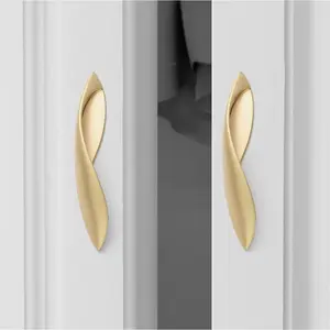 4 Pack 3.8" Hole Centers S-Shaped Solid Zinc Alloy Modern Elegant Arcuate Cabinet Drawer Pull Handles Knobs Pearl Gold