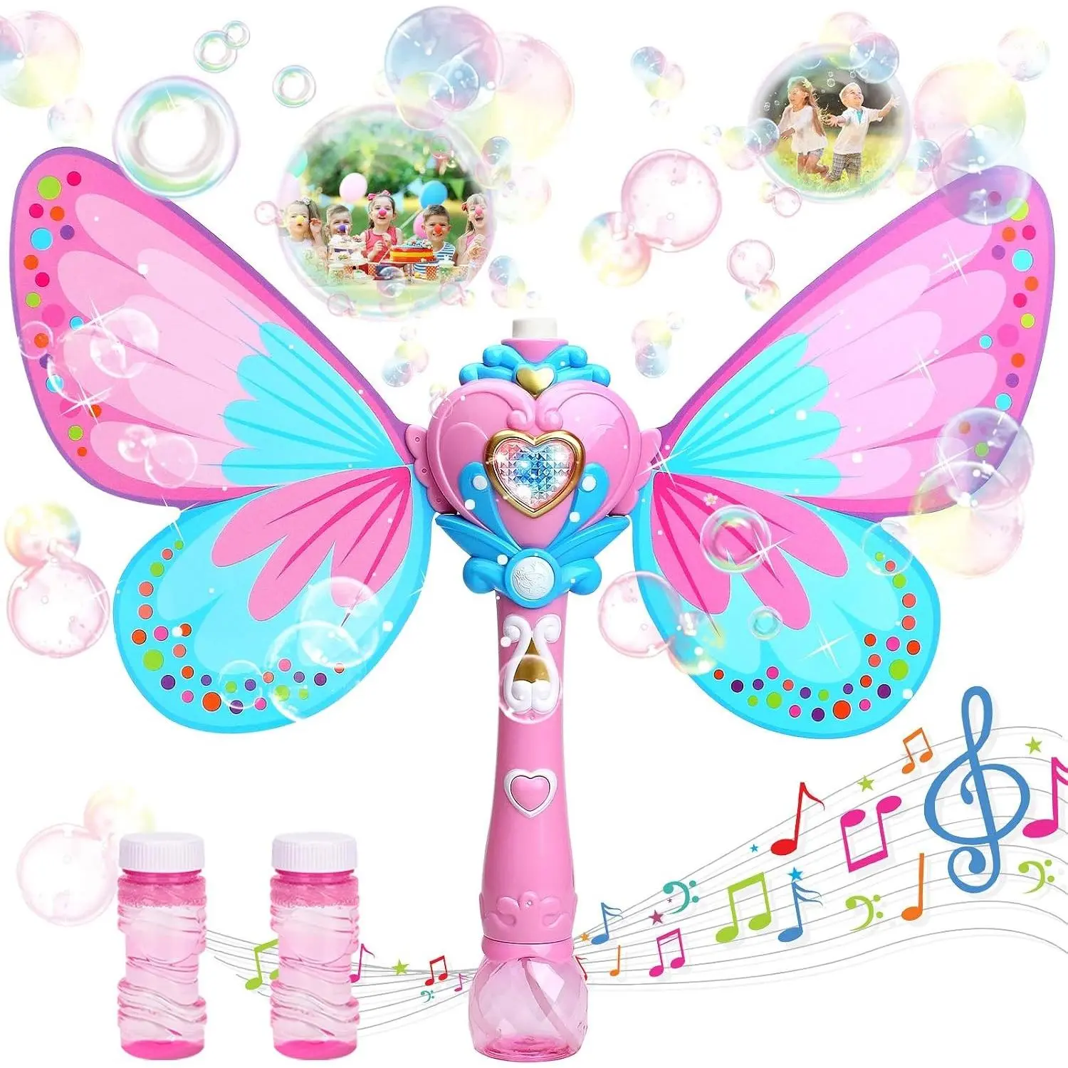 Bubble Machine for Kids | Butterfly Bubbles Wand Blower for Toddlers 1000+ Bubbles per Minute | Outdoor Indoor Bubbles Blowing Toys Birthday Gift for Girls Bubble Solution IncludedGift.