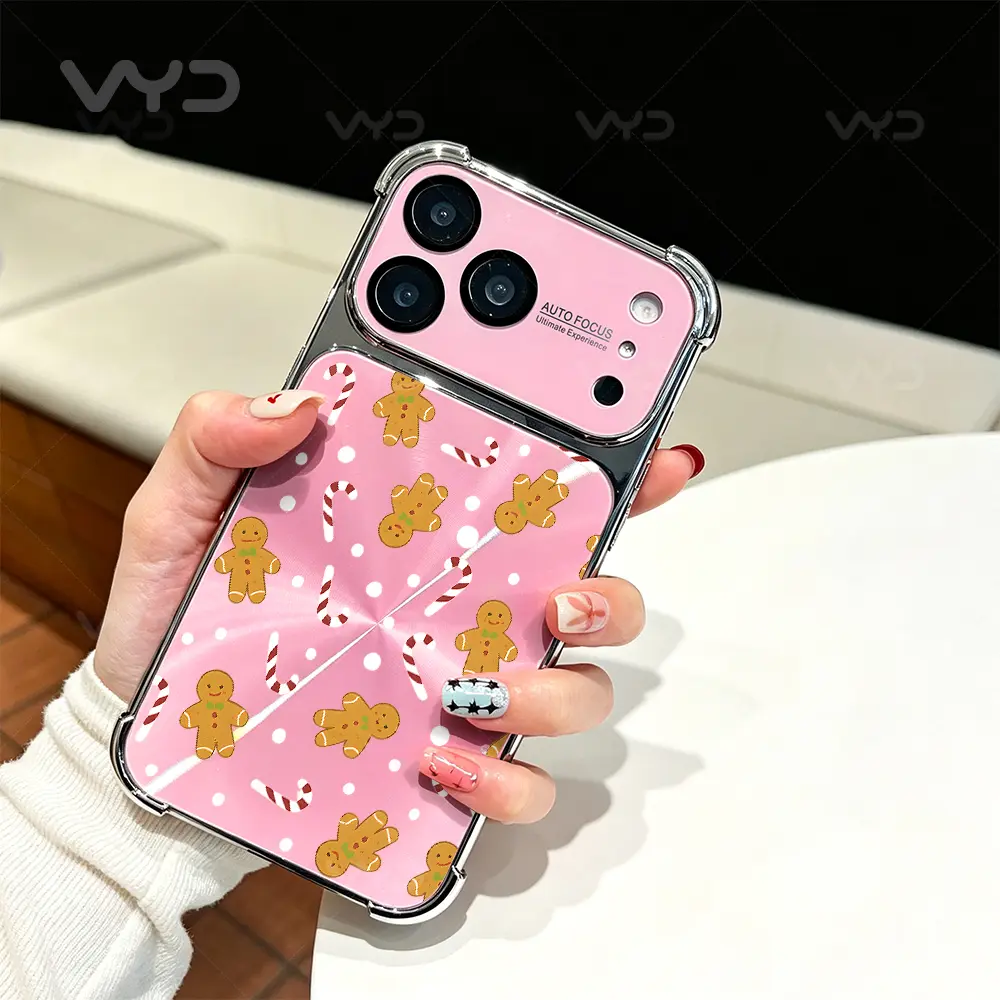 Electroplated 4-Corner Shockproof Gingerbread Man Candy Cane Phone Case - Protection Casing Cover, Cute Festive Winter Holiday Souvenir Present for iPhone 11-17 Series (11 Pro Max,12-17 Pro Max,17 Air), Smartphone, Handheld