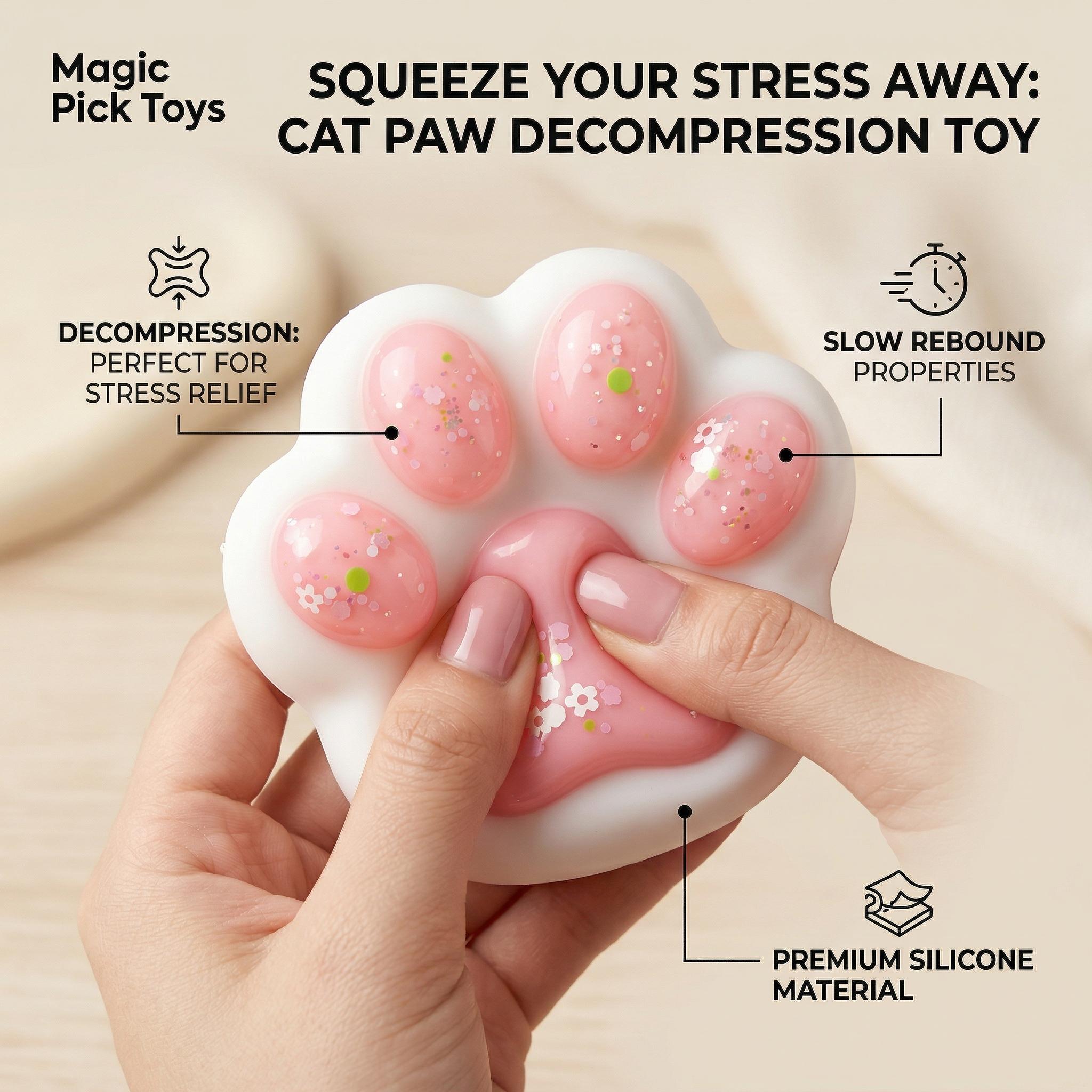 Final Sale | Creamy Pink Cat Paw Squishy - Food-Grade Silicone Slow-Rising Rebound Squishy Fidget Toys for Stress Relief - Soft Squeeze Toys with Thick Creamy Slime Texture, Handmade Non-Toxic Sensory Toys