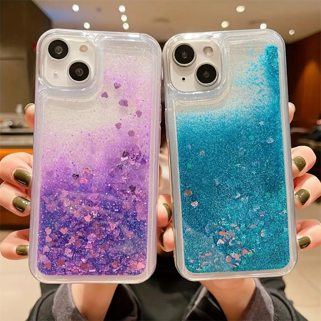 Phone case: BlingBling Heart Glitter Liquid Sand Case for iPhone
