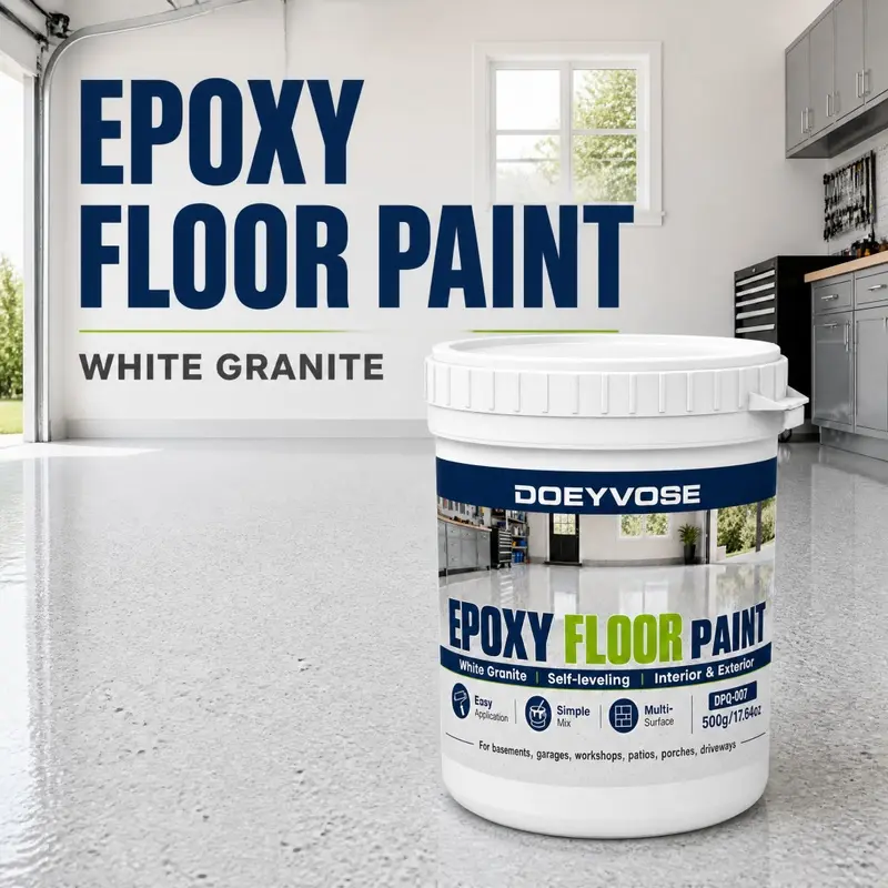 [DOEYVOSE] Gray and White Granite Self-Leveling Epoxy Floor Paint, Anti-Slip Wear-Resistant Stone-Look Marble Texture, Resists Chemical Exposure, for Laboratory Floor, Test Area, Research Facility, Workshop, Indoor