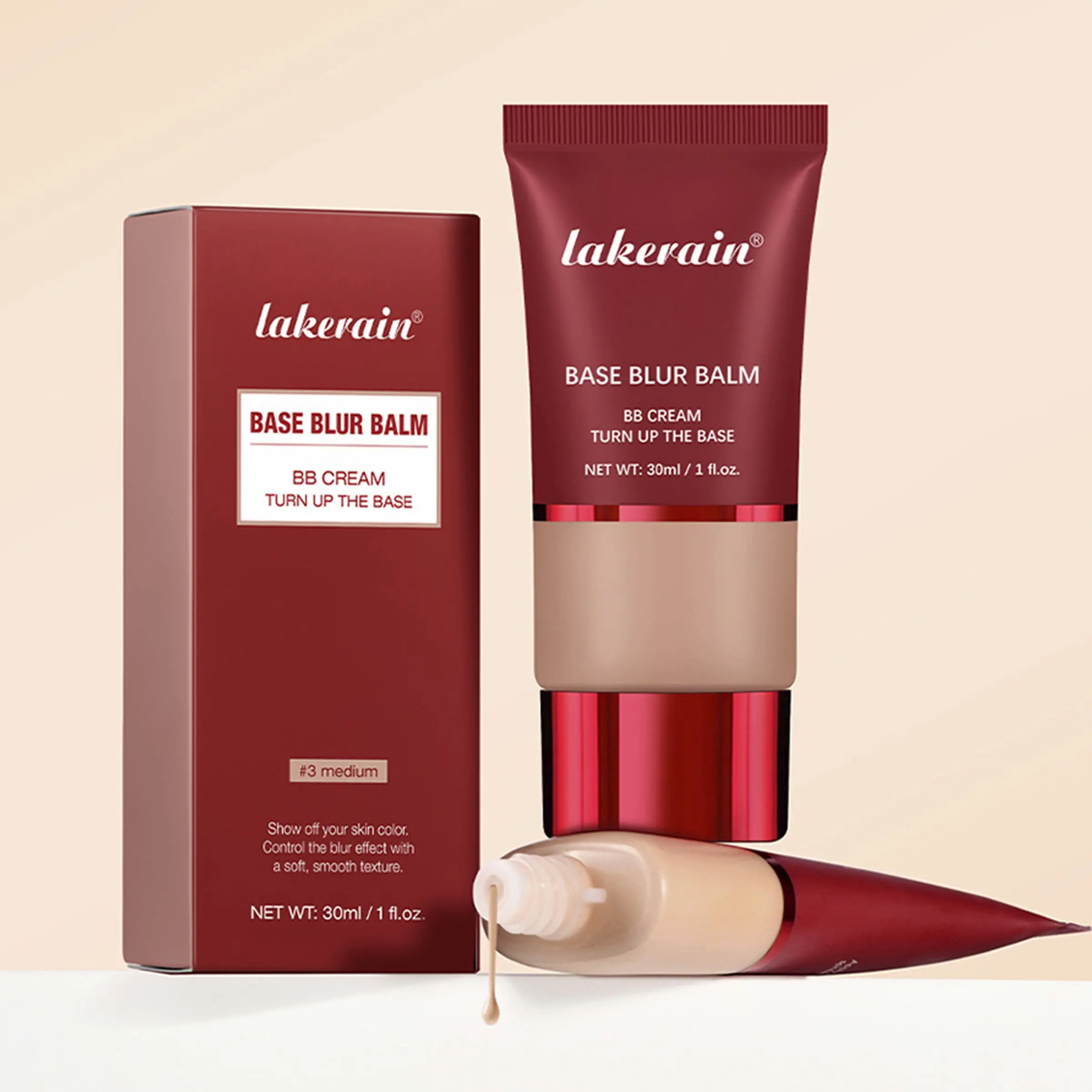 Lakerain Base Blur Balm Matte BB Cream, Second Skin Matte, Lightweight Soft Focus Foundation, Full Coverage Concealer, Oil Control Flawless Makeup Base, Even Skin Tone Natural Medium Shade Face Cosmetics 30ml