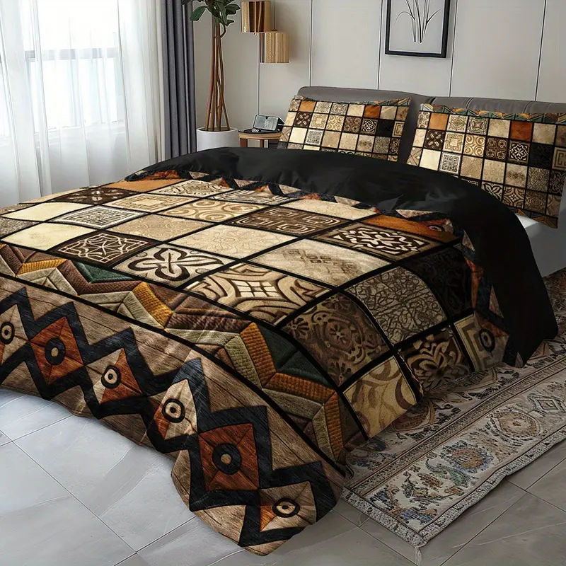 2/3PCS Vintage Tribal Geometric Patchwork (1 + 1/2 , insert not ), High-Definition Use in comfortable gothic deals day faux fur - cream nest shams comf olive g kin duve half anima anim stud sur cute oversiz season winte vario com sure coolin comf loveshac