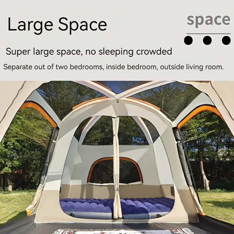 A 4/8/12 Person Thickened Large Tent, Mosquito Net, Suitable for Family Outdoor Camping Beach Overnight Tent, Courtyard Tent, Suitable for All Seasons And Can Cope with Various Weather Conditions, Prevent External Influences, High Quality