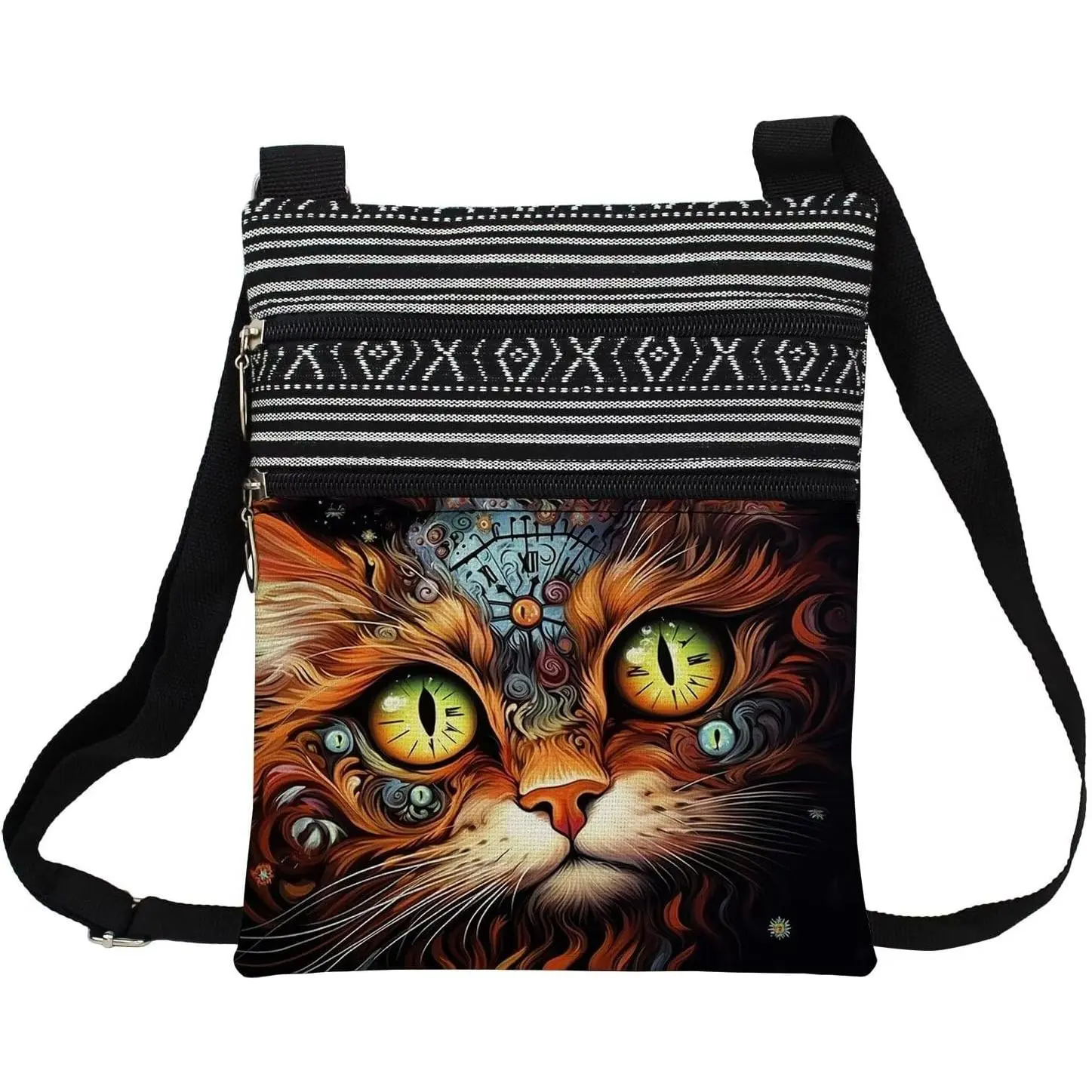 Crossbody Handbag with Zipper Floral Kitten Kitty Aesthetic Present for  Lovers Woman