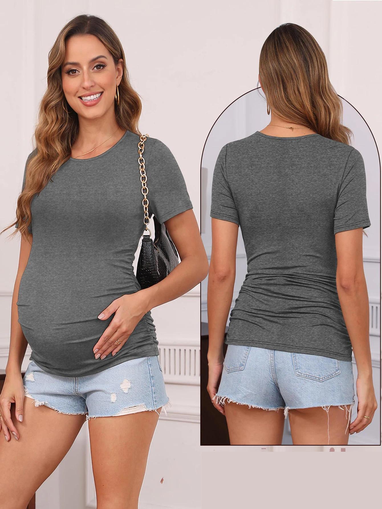 4-piece set, maternity summer short-sleeve T-shirt top, casual maternity wear, new summer shirt