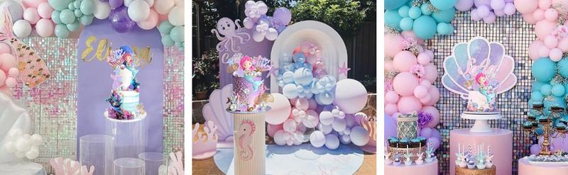 XY-SO25 Mermaid Cake Toppers with 3D Mermaid Shell Starfish Fishtail Balls for Kids Girls Birthday Party Baby Shower Supplies (Style1) Set Ornaments