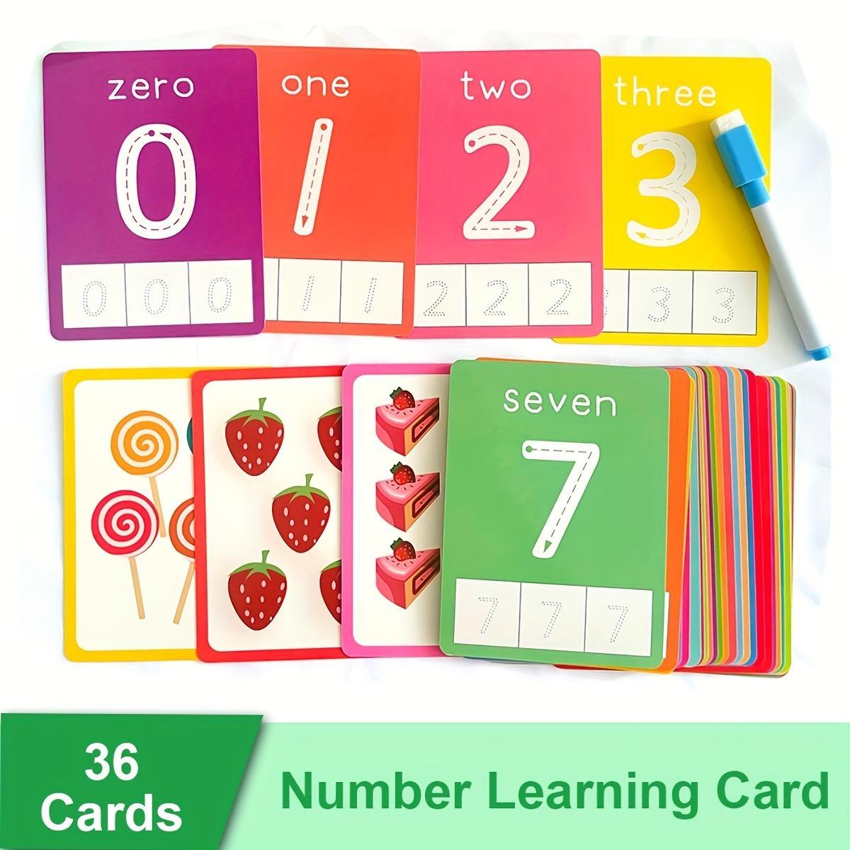 Alphabet/Number/Math Learning Card, 36pcs/set Learning Card with Erasable Pen, Learning Card for Preschoolers & Kindergarten Learning Activities, Visual Stimulation Cards