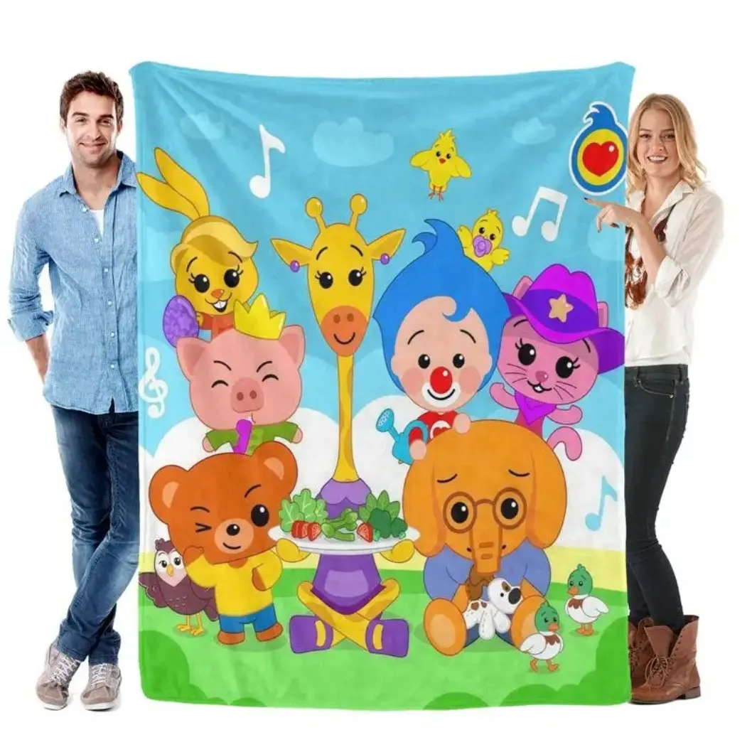 Plim Plim Cartoon Animation Flannel Blanket, Adorable Character Print Soft Funny Throw Blanket, Cozy Lightweight Portable Blanket for Sofa Bed Bedroom Home Decor, Kids Adults Family Gift, Birthday Christmas Holiday Gift, Throw Blankets, Bed Accessories