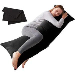 Body Pillow with Pillowcase - Soft Long Bed Pillow for Adults - Breathable Full Body Pillow Insert for Sleeping, 20x54inches, Black