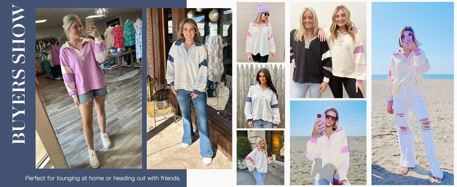 Imily Bela Womens Color Block Oversized Sweatshirt V Neck Long Sleeve Casual Loose Pullover Tops Imily Bela Womens Color Block Oversized Sweatshirt V Neck Long Sleeve Casual Loose Pullover Tops