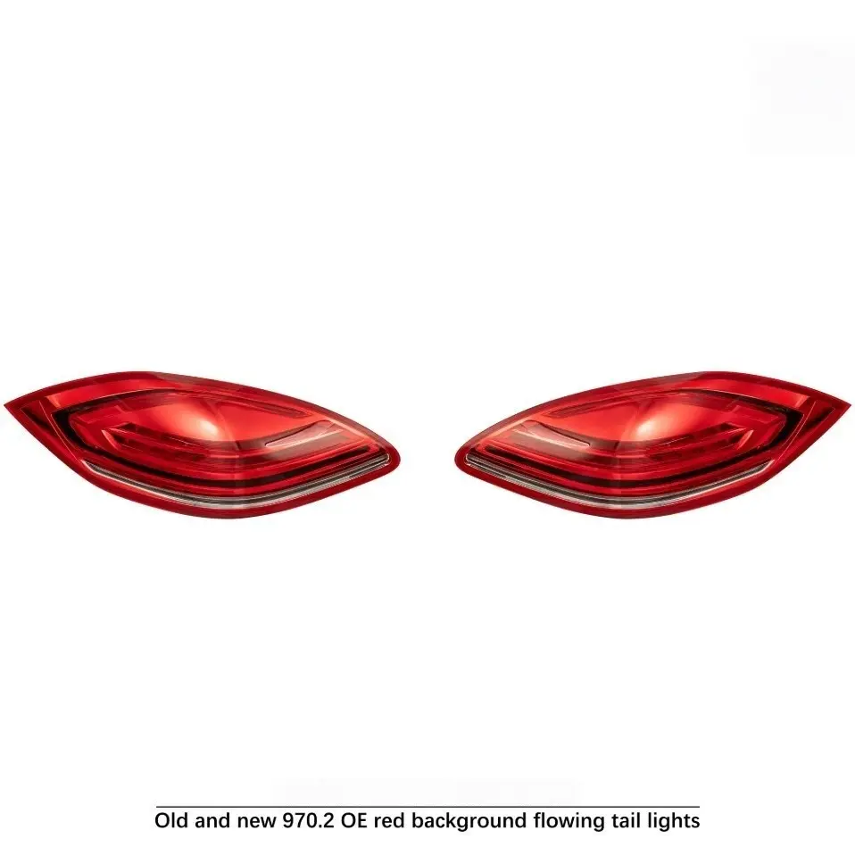 Sequential Red-Backlit Rear Tail Light with Backlights On - OE Material Car Lighting, No Bumper Replacement Required, Compatible with 2010-2013 Porsche Panamera 970.1 (Late-Model 970.2), Tail Light Covers