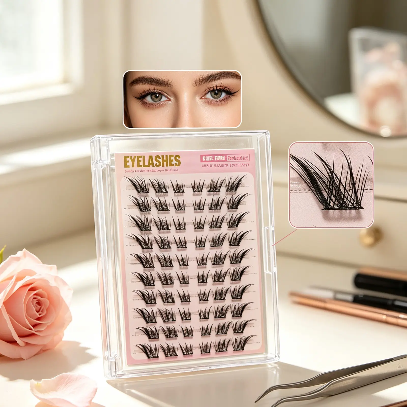 Glue-Free C Curl Self Adhesive Eyelashes, Crossed Dense & Elongated Style, Stunning Glam Eye Lashes, Perfect for Beginners, Daily Work, Travel, Vacation & Party Occasions #PremiumComboSet
