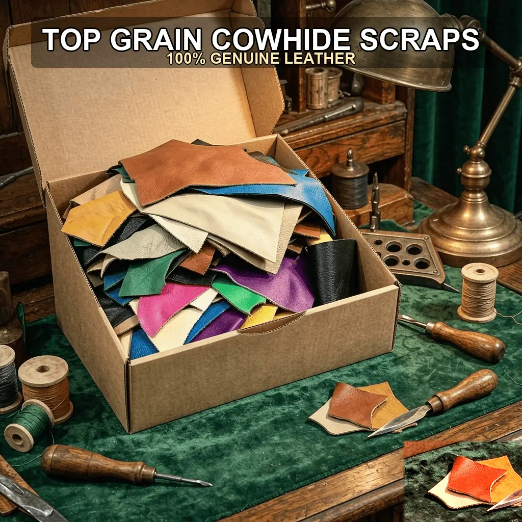 Multicolor mixed top‑grain cowhide leather scraps, thickness 1.2‑3 mm. Suitable for handicrafts and tool making, DIY for cowhide leather materials and leather accessories.